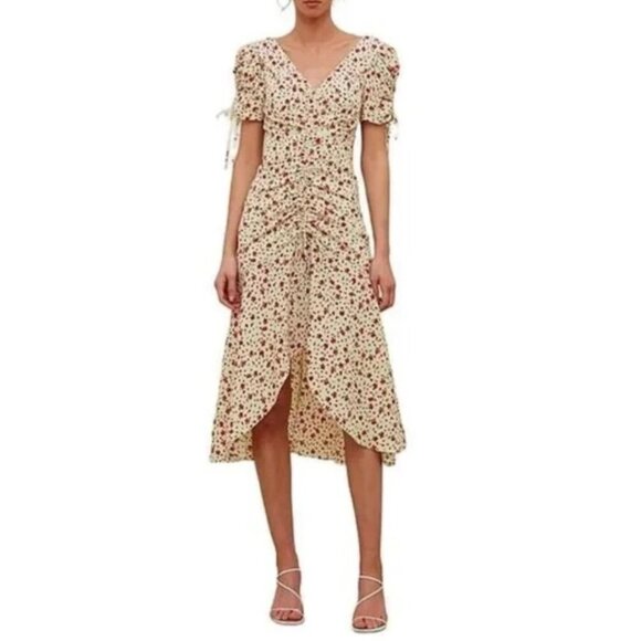 C/MEO Collective Women's Ruched Floral Midi Dress Small US 4 - Picture 1 of 11